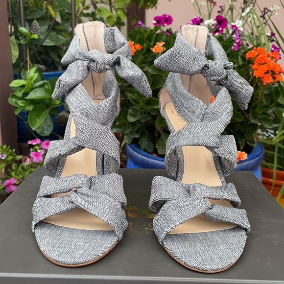 New Vince Camuto Gray Faux Wrap Strappy High Heel Sandals - Picture 2 of 16